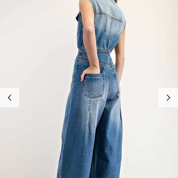NWT Sleeveless Wide-Leg Denim Jumpsuit - Snow Washed Blue - Picture 3 of 8